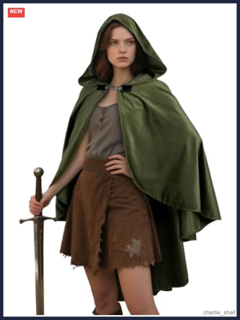 Velvet Hooded Cloak Medieval Renaissance Halloween Cape Adult